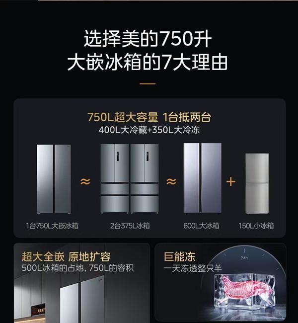 0升大嵌冰箱打造极致空间利用率引发热销尊龙凯时网站最大容量冰箱上市 美的75(图7)